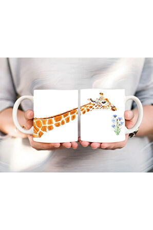 Zürafa Şeklinde Tam Boy 3 Boyutlu Tasarım Seramik Kupa Mug - Hediyelik Kupa