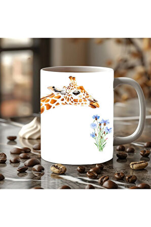 Zürafa Şeklinde Tam Boy 3 Boyutlu Tasarım Seramik Kupa Mug - Hediyelik Kupa