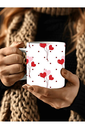 Kalp Şeklinde 3 Boyutlu Tasarım Seramik Kupa Mug - Hediyelik Kupa Bardak