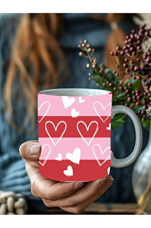 Kalp Şeklinde 3 Boyutlu Tasarım Seramik Kupa Mug - Hediyelik Kupa Bardak