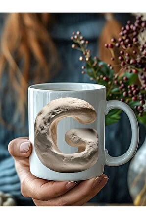 Taş Kaya Şeklinde Harf Kişiye Özel 3 Boyutlu Tasarım Seramik Kupa Mug - Hediyelik Kupa