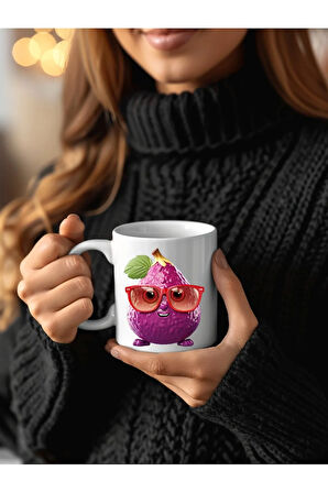 Meyve Emoji Şeklinde 3 Boyutlu Tasarım Seramik Kupa Mug - Hediyelik Kupa Bardak