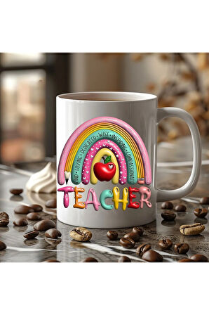 Öğretmen Temalı Özel Tasarım Seramik Kupa Mug - Hediyelik Kupa Bardak - Teacher