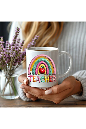 Öğretmen Temalı Özel Tasarım Seramik Kupa Mug - Hediyelik Kupa Bardak - Teacher