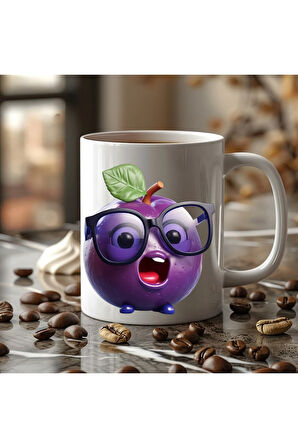 Meyve Emoji Şeklinde 3 Boyutlu Tasarım Seramik Kupa Mug - Hediyelik Kupa Bardak