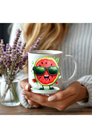 Meyve Emoji Şeklinde 3 Boyutlu Tasarım Seramik Kupa Mug - Hediyelik Kupa Bardak