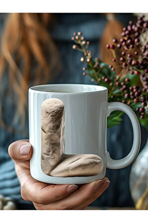 Taş Kaya Şeklinde Harf Kişiye Özel 3 Boyutlu Tasarım Seramik Kupa Mug - Hediyelik Kupa