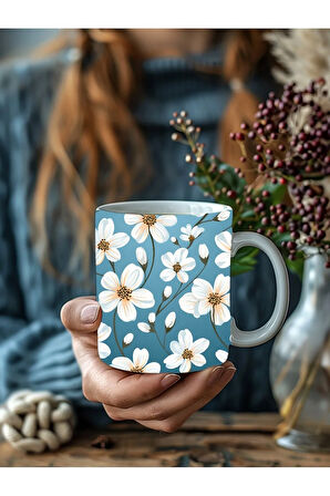 Çiçek Modellerinde 3 Boyutlu Tasarım Seramik Kupa Mug - Hediyelik Kupa Bardak
