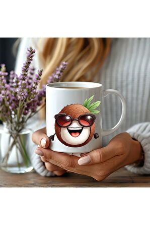 Meyve Emoji Şeklinde 3 Boyutlu Tasarım Seramik Kupa Mug - Hediyelik Kupa Bardak