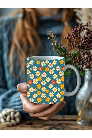 Çiçek Modellerinde 3 Boyutlu Tasarım Seramik Kupa Mug - Hediyelik Kupa Bardak