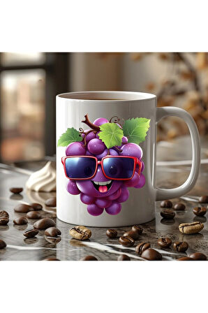 Meyve Emoji Şeklinde 3 Boyutlu Tasarım Seramik Kupa Mug - Hediyelik Kupa Bardak