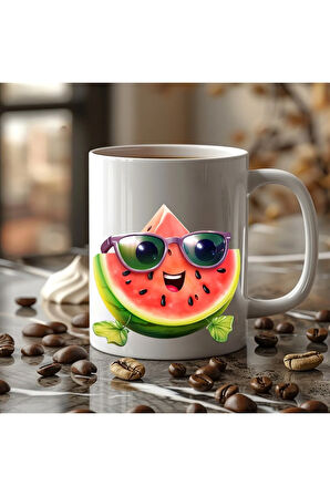 Meyve Emoji Şeklinde 3 Boyutlu Tasarım Seramik Kupa Mug - Hediyelik Kupa Bardak