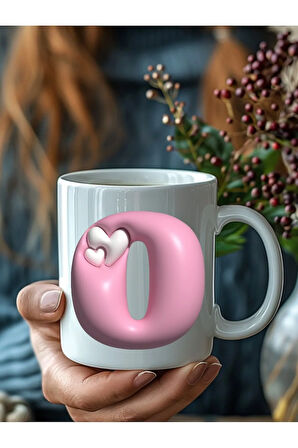 Kalpli Harf Şeklinde Kişiye Özel 3 Boyutlu Tasarım Seramik Kupa Mug - Hediyelik