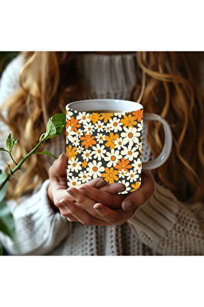 Çiçek Modellerinde 3 Boyutlu Tasarım Seramik Kupa Mug - Hediyelik Kupa Bardak