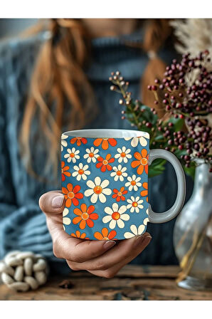 Çiçek Modellerinde 3 Boyutlu Tasarım Seramik Kupa Mug - Hediyelik Kupa Bardak