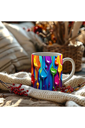 Boya Şeklinde 3 Boyutlu Tasarım Seramik Kupa Mug - Hediyelik Kupa Bardak