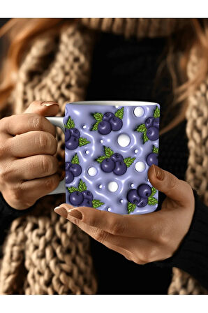 Meyve Baskılı 3D Tasarım Seramik Kupa Mug - Hediyelik Kupa Bardak - Meyve Çeşitleri
