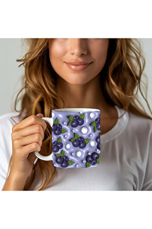 Meyve Baskılı 3D Tasarım Seramik Kupa Mug - Hediyelik Kupa Bardak - Meyve Çeşitleri