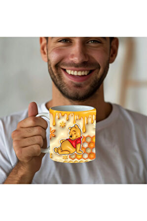 Winnie the Pooh - Kaplan Tigger - İyor - Piglet Baskılı 3D Tasarım Seramik Kupa Mug