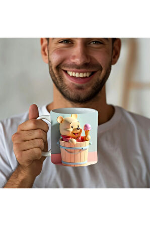 Winnie the Pooh - Kaplan Tigger - İyor - Piglet Baskılı 3D Tasarım Seramik Kupa Mug