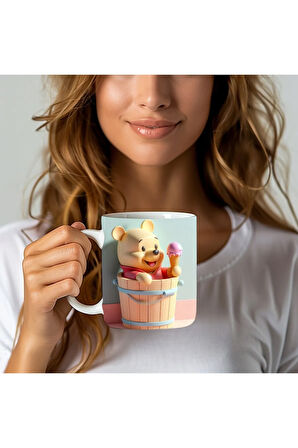 Winnie the Pooh - Kaplan Tigger - İyor - Piglet Baskılı 3D Tasarım Seramik Kupa Mug