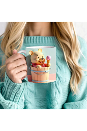 Winnie the Pooh - Kaplan Tigger - İyor - Piglet Baskılı 3D Tasarım Seramik Kupa Mug