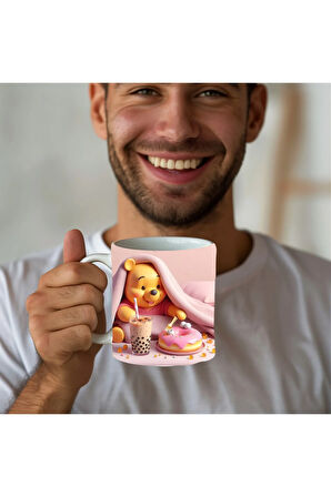 Winnie the Pooh - Kaplan Tigger - İyor - Piglet Baskılı 3D Tasarım Seramik Kupa Mug