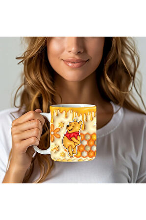 Winnie the Pooh - Kaplan Tigger - İyor - Piglet Baskılı 3D Tasarım Seramik Kupa Mug
