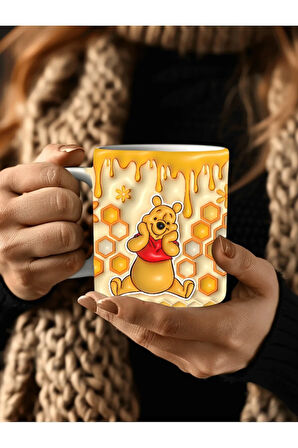Winnie the Pooh - Kaplan Tigger - İyor - Piglet Baskılı 3D Tasarım Seramik Kupa Mug