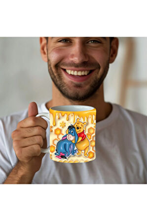 Winnie the Pooh - Kaplan Tigger - İyor - Piglet Baskılı 3D Tasarım Seramik Kupa Mug