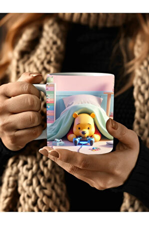 Winnie the Pooh - Kaplan Tigger - İyor - Piglet Baskılı 3D Tasarım Seramik Kupa Mug