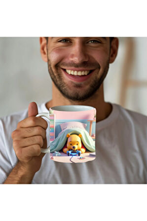 Winnie the Pooh - Kaplan Tigger - İyor - Piglet Baskılı 3D Tasarım Seramik Kupa Mug