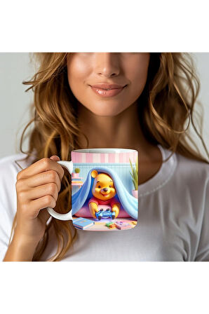 Winnie the Pooh - Kaplan Tigger - İyor - Piglet Baskılı 3D Tasarım Seramik Kupa Mug