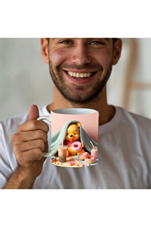 Winnie the Pooh - Kaplan Tigger - İyor - Piglet Baskılı 3D Tasarım Seramik Kupa Mug