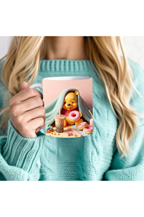 Winnie the Pooh - Kaplan Tigger - İyor - Piglet Baskılı 3D Tasarım Seramik Kupa Mug