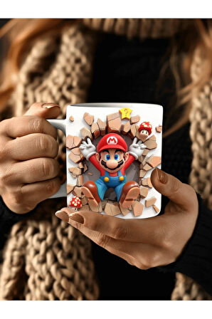 Süper Mario Baskılı 3D Tasarım Seramik Kupa Mug - Hediyelik Kupa Bardak