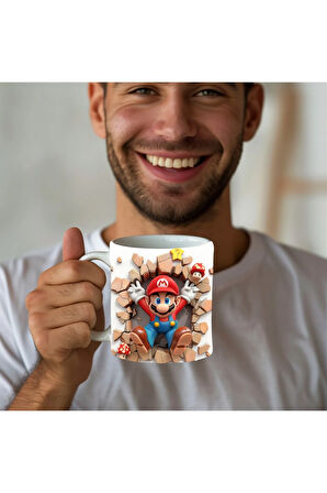 Süper Mario Baskılı 3D Tasarım Seramik Kupa Mug - Hediyelik Kupa Bardak