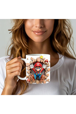 Süper Mario Baskılı 3D Tasarım Seramik Kupa Mug - Hediyelik Kupa Bardak