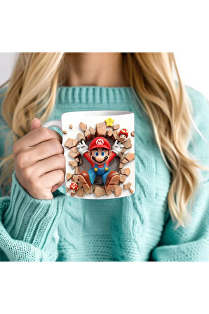 Süper Mario Baskılı 3D Tasarım Seramik Kupa Mug - Hediyelik Kupa Bardak