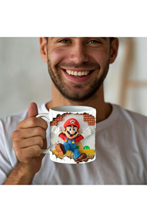 Süper Mario Baskılı 3D Tasarım Seramik Kupa Mug - Hediyelik Kupa Bardak