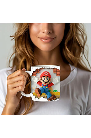 Süper Mario Baskılı 3D Tasarım Seramik Kupa Mug - Hediyelik Kupa Bardak