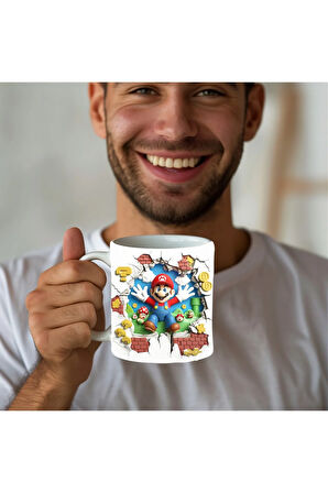 Süper Mario Baskılı 3D Tasarım Seramik Kupa Mug - Hediyelik Kupa Bardak