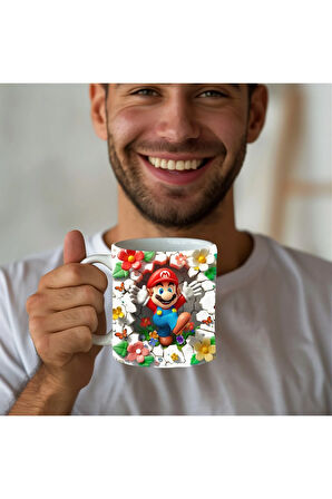 Süper Mario Baskılı 3D Tasarım Seramik Kupa Mug - Hediyelik Kupa Bardak