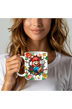 Süper Mario Baskılı 3D Tasarım Seramik Kupa Mug - Hediyelik Kupa Bardak
