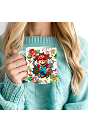 Süper Mario Baskılı 3D Tasarım Seramik Kupa Mug - Hediyelik Kupa Bardak