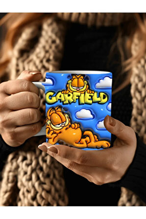 GARFİELD Baskılı 3D Tasarım Seramik Kupa Mug - Hediyelik Kupa Bardak