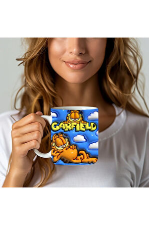 GARFİELD Baskılı 3D Tasarım Seramik Kupa Mug - Hediyelik Kupa Bardak