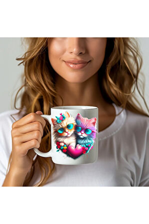 Kedi Baskılı 3D Tasarım Seramik Kupa Mug - Hediyelik Kupa Bardak