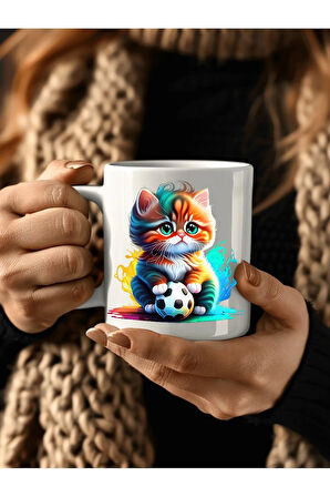 Kedi Baskılı 3D Tasarım Seramik Kupa Mug - Hediyelik Kupa Bardak
