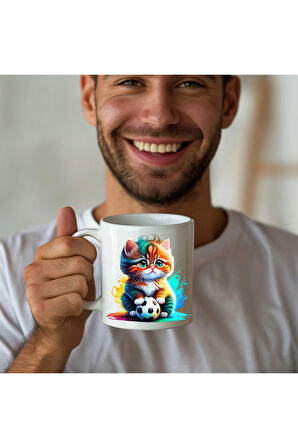 Kedi Baskılı 3D Tasarım Seramik Kupa Mug - Hediyelik Kupa Bardak